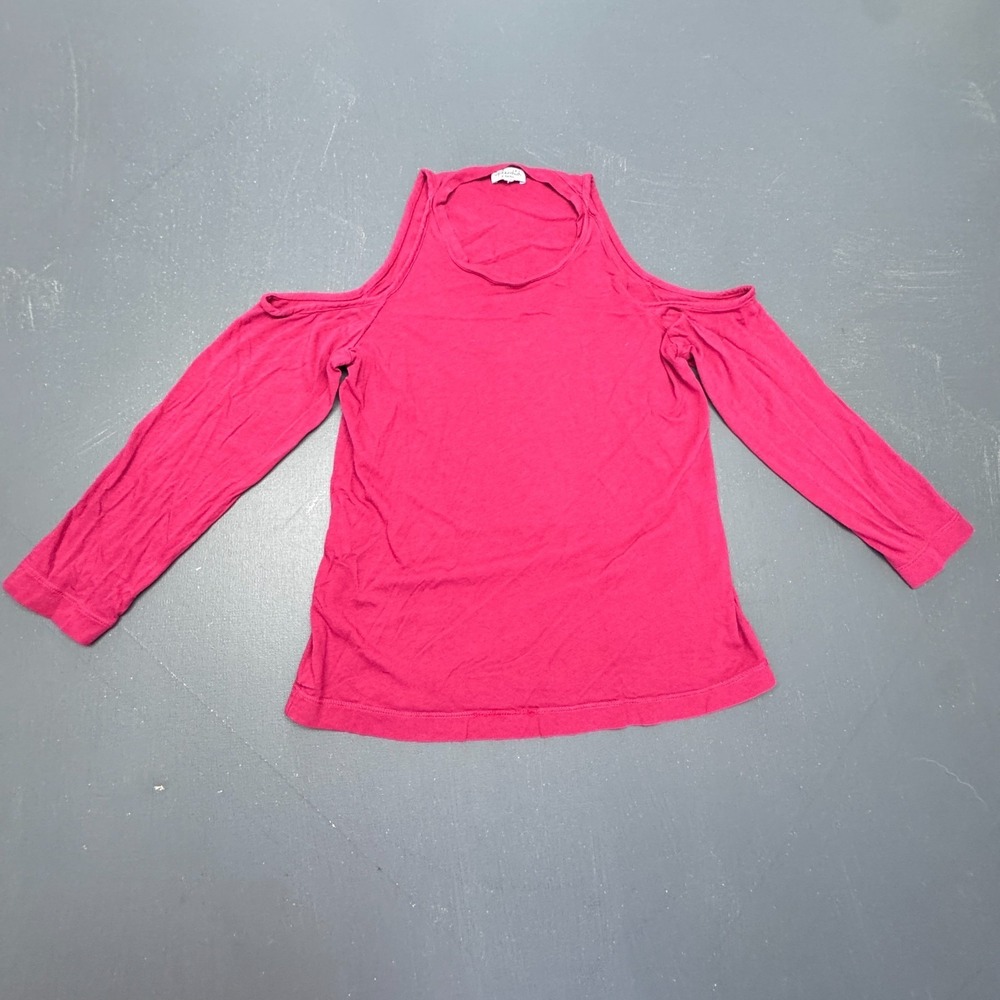 Splendid Women Size XS Pink Cold Shoulder Supima Cotton Modal Stretch Knit Top